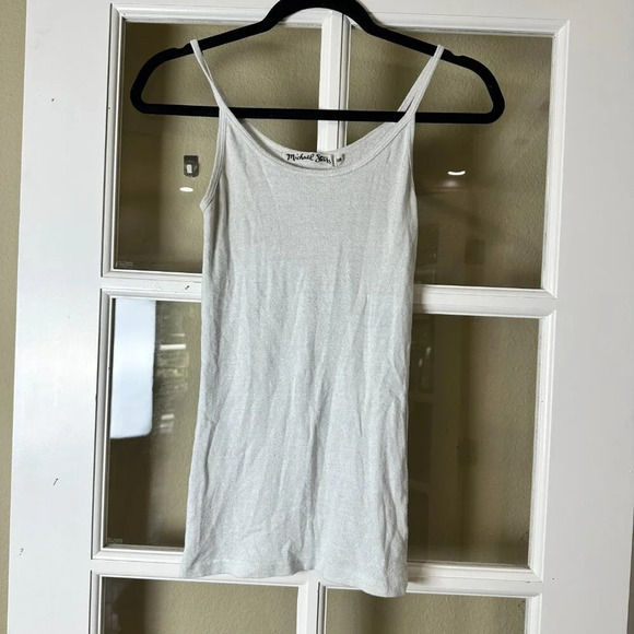 MICHAEL STARS White & Slight Shimmer Elevated Basic Tank Top - One Size - Picture 2 of 8